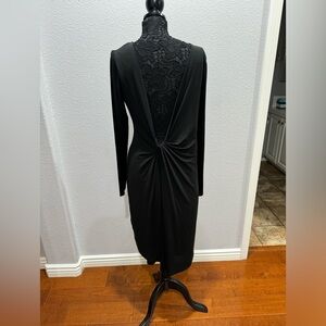 BCBGMAXAZRIA L Celia low back dress black long sleeve cocktail wedding